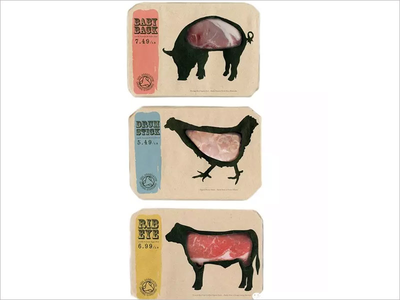 日本肉食纸盒包装设计---动物的造型与肉食实物相结合