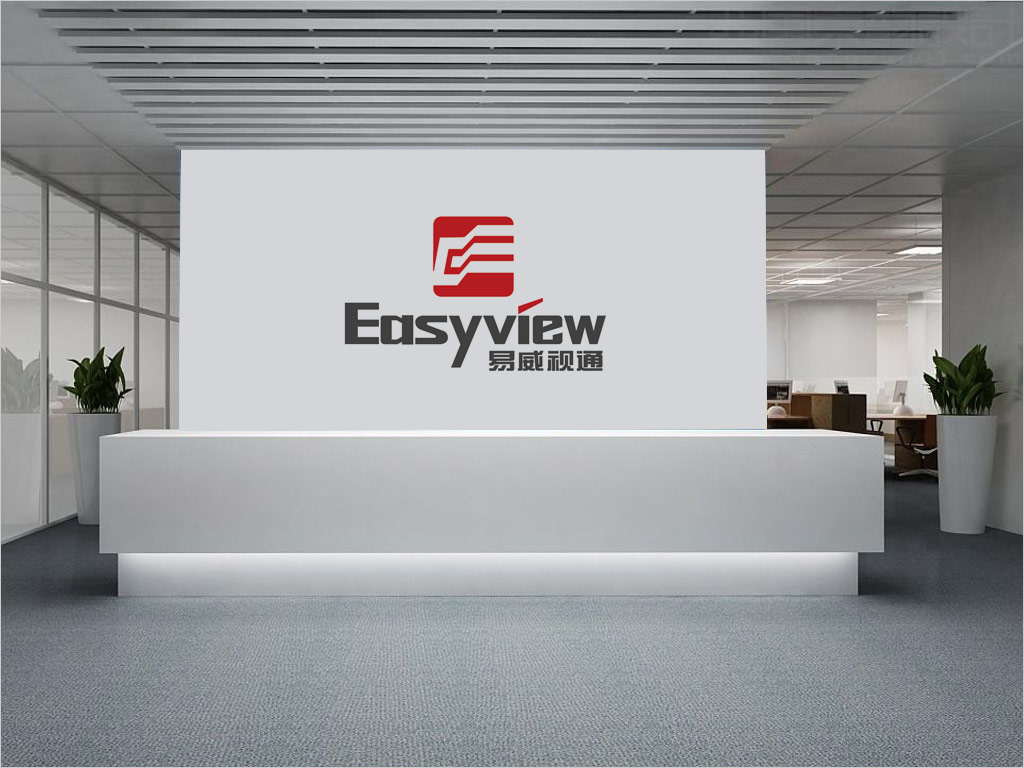 北京易威视通视讯科技有限公司logo设计之公司前台形象墙设计