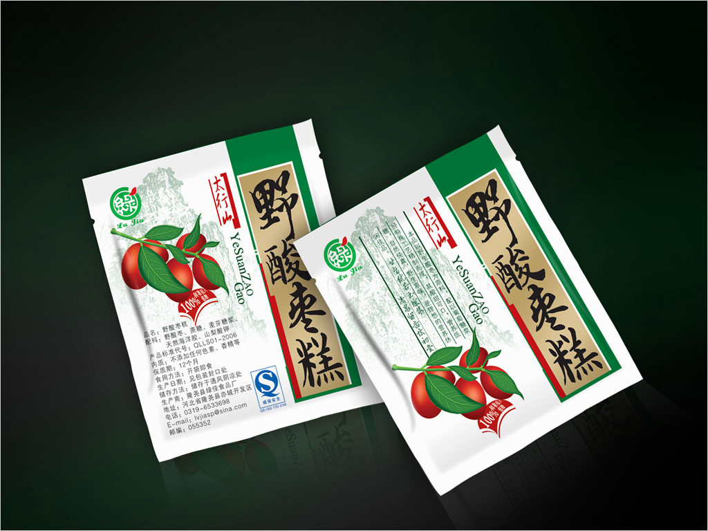 河北省隆尧县绿佳食品厂绿佳野酸枣糕内袋包装设计