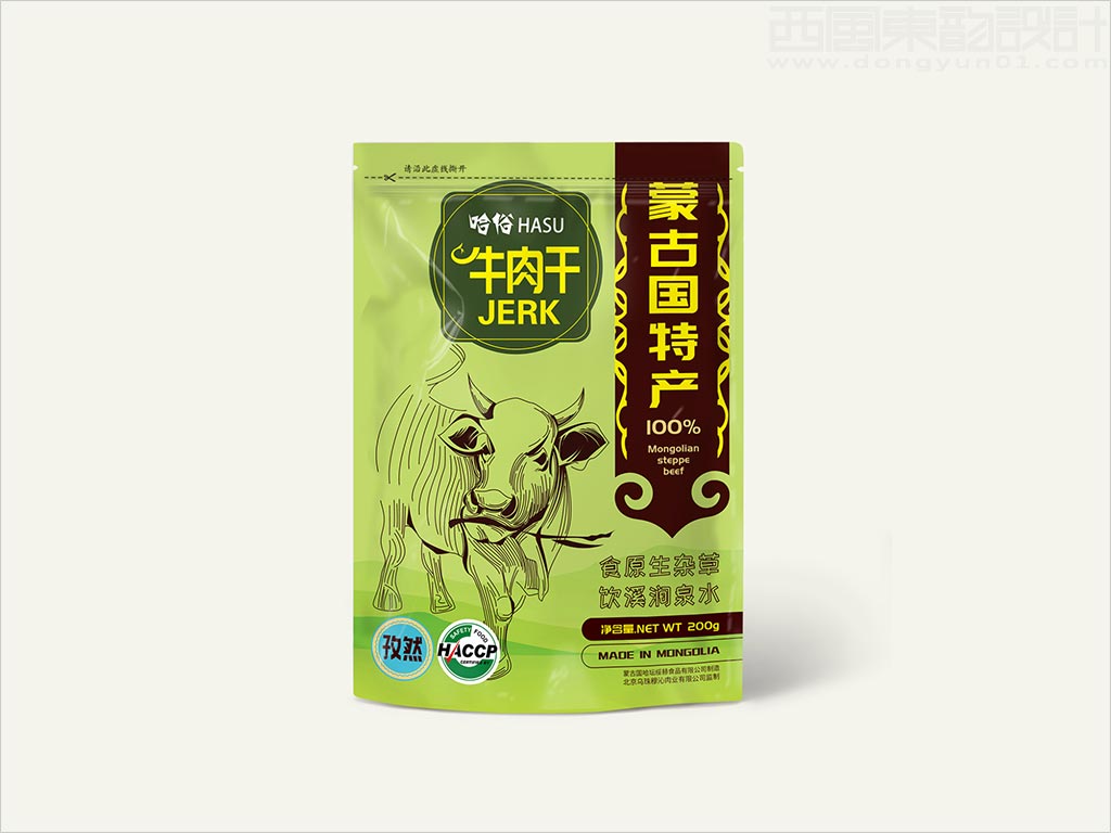 北京乌珠穆沁肉业有限公司蒙古国哈俗孜然牛肉干肉食品包装袋设计