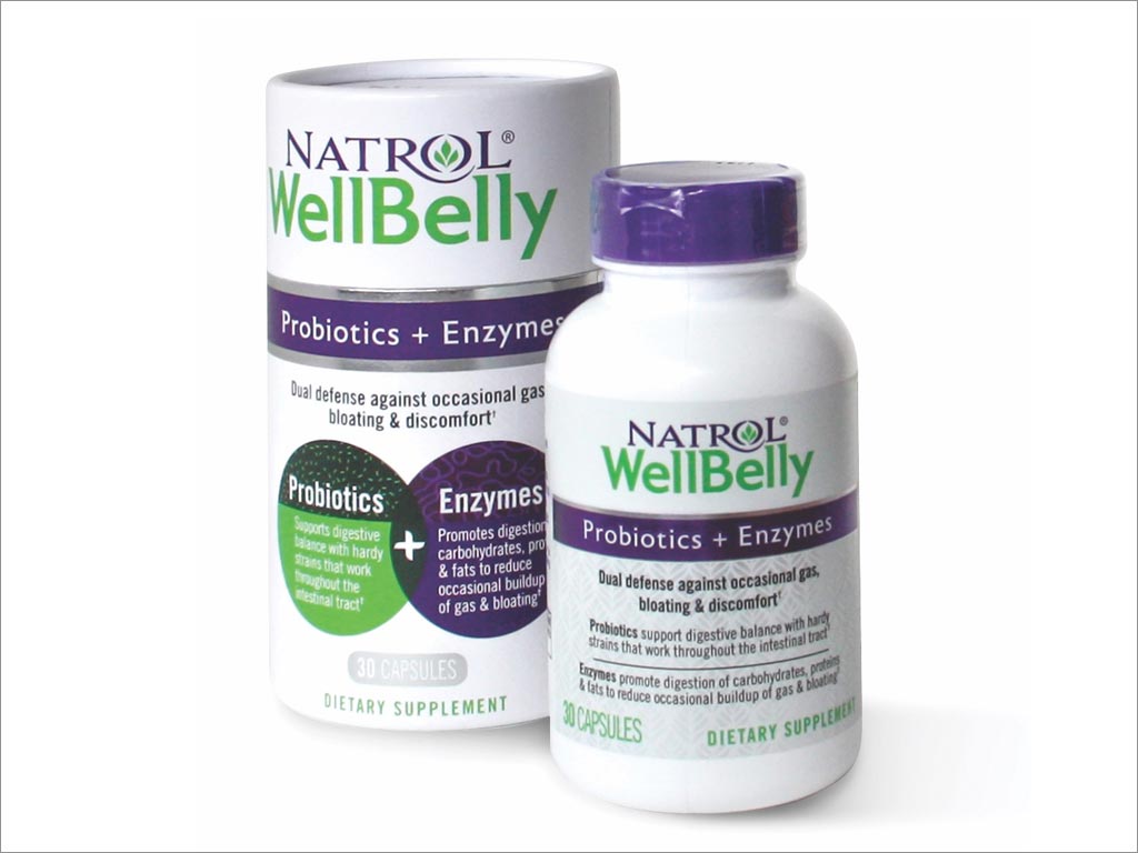 Natrol Wellbelly益生菌+酶OTC药品包装设计
