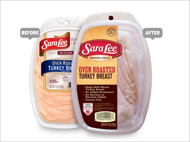 美国Sara Lee培根食品新旧包装设计对比