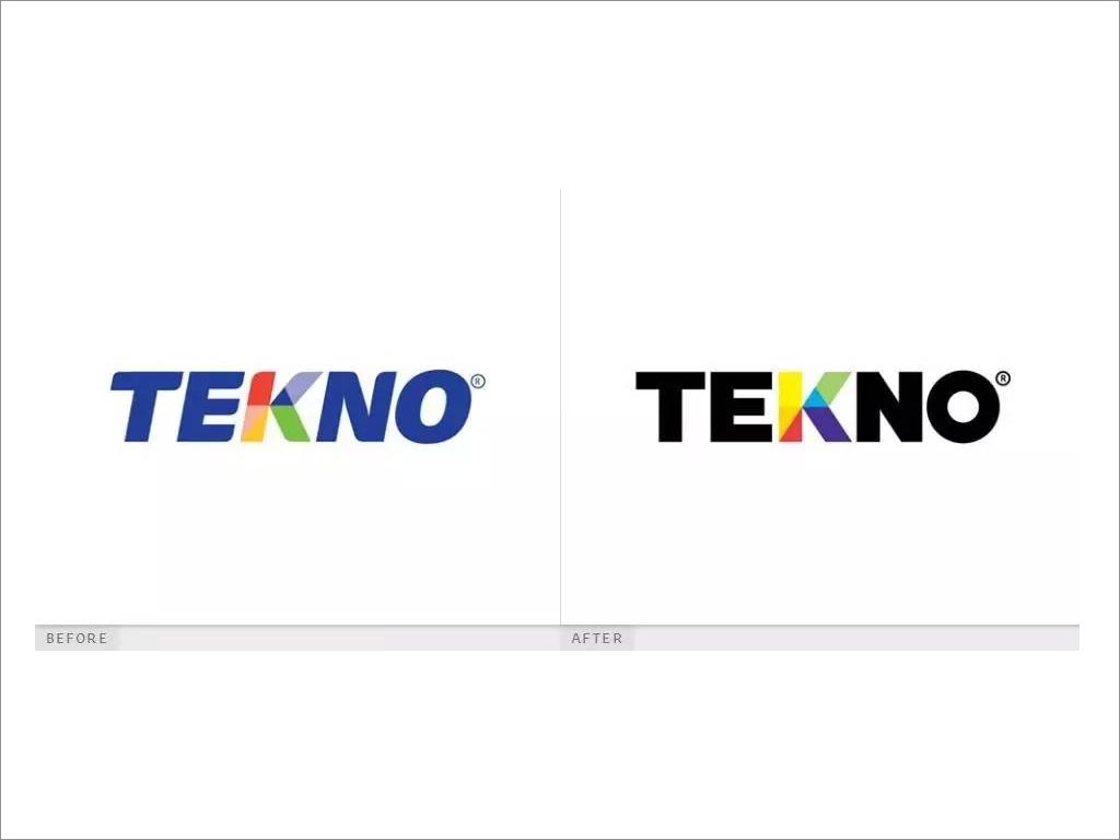 秘鲁泰诺Tekno油漆涂料品牌logo设计之新旧logo对比