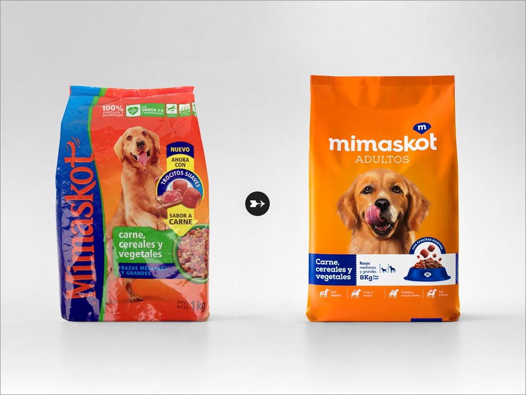 秘鲁Mimaskot狗粮宠物食品包装设计之新旧包装对比图