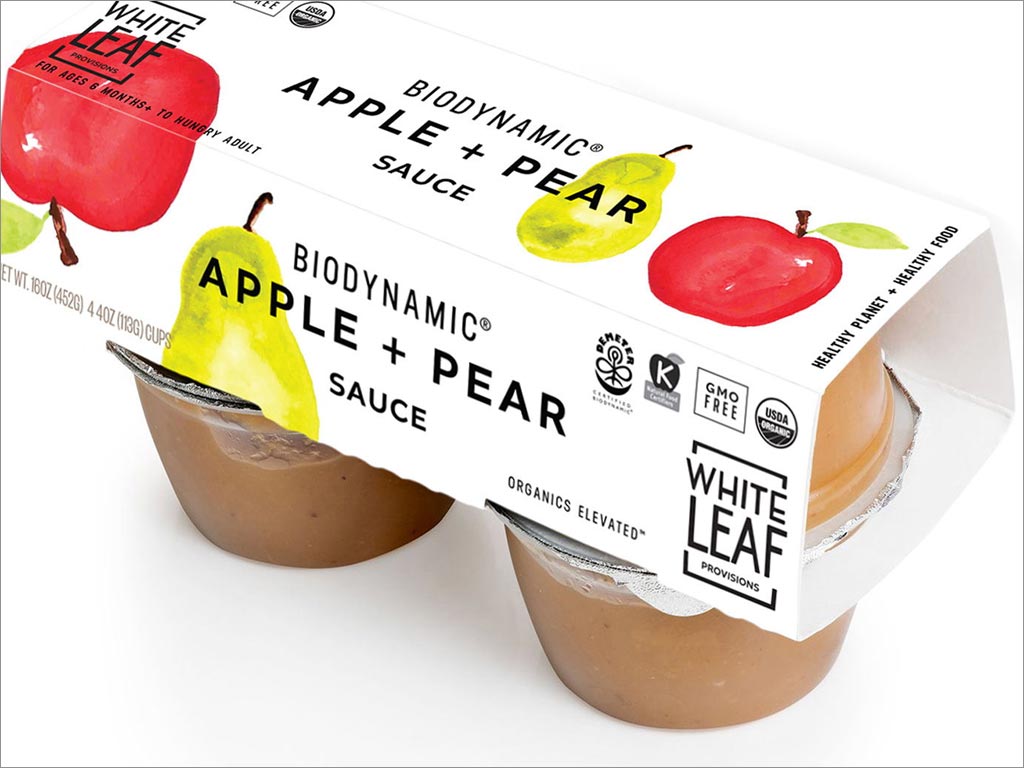 White Leaf Provisions水彩插图风格的婴童食品包装设计