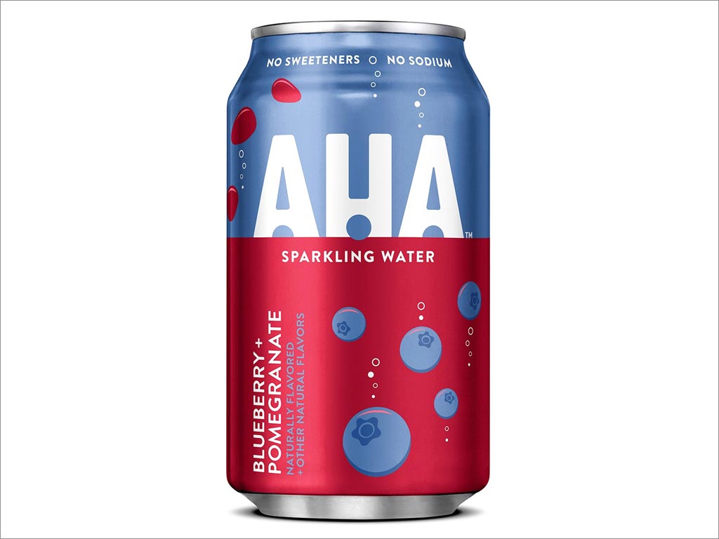 可口可乐AHA蓝莓味苏打水包装设计