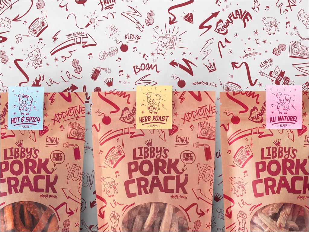美国Libby's Pork Crack休闲食品包装袋设计之天窗展示