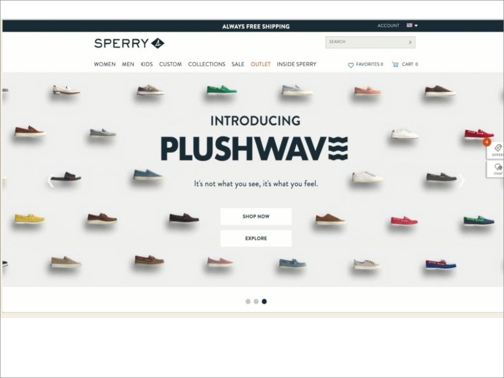 SPERRY PLUSHWAVE休闲鞋品牌网站设计