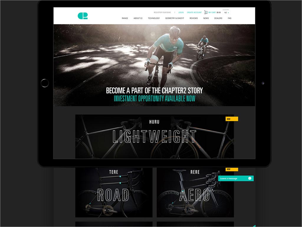 新西兰Chapter2自行车品牌网站设计 