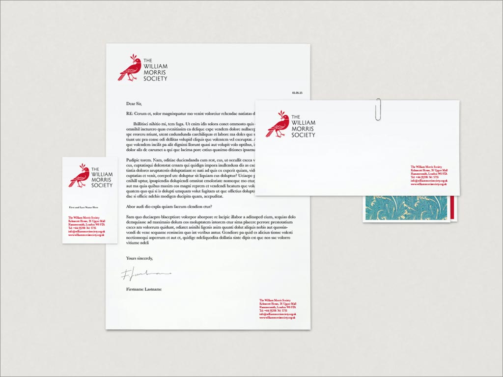 威廉·莫里斯协会社会组织品牌形象信纸设计