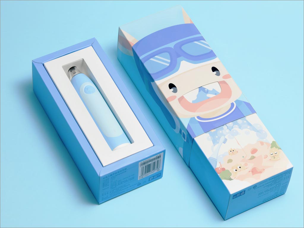 小米米兔儿童声波电动牙刷包装设计之开盒展示效果