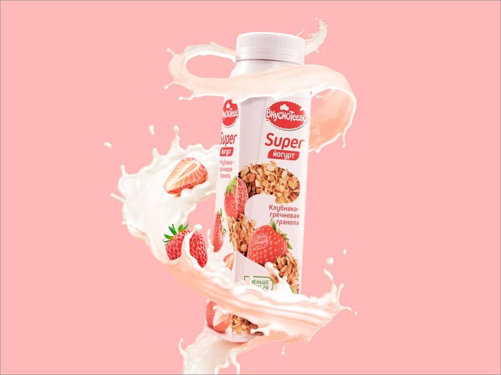 俄罗斯Вкуснотеево水果酸奶包装设计之展示效果