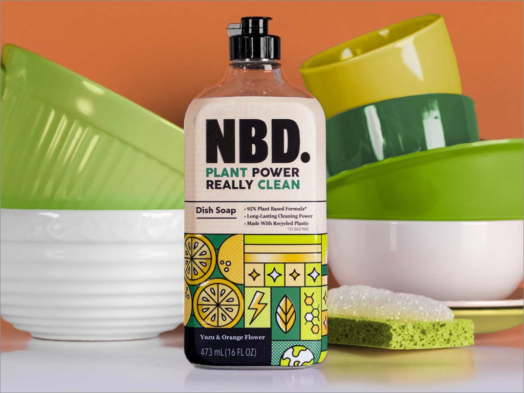 美国NBD柠檬香型植物清洁剂产品瓶贴包装设计