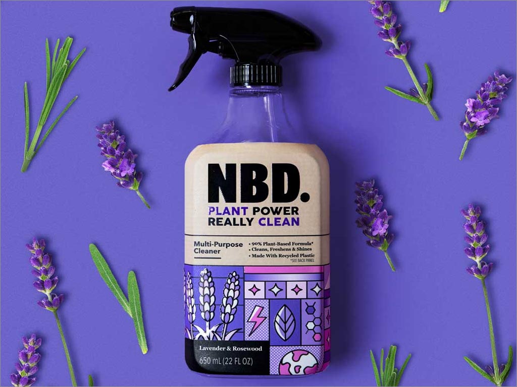 美国NBD薰衣草香型植物清洁剂产品瓶贴包装设计