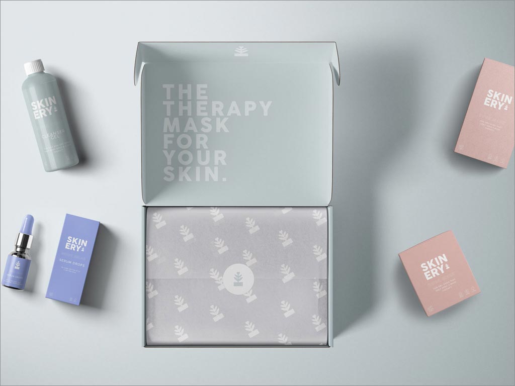 简约的Skinery有机护肤产品包装设计之开盒展示效果