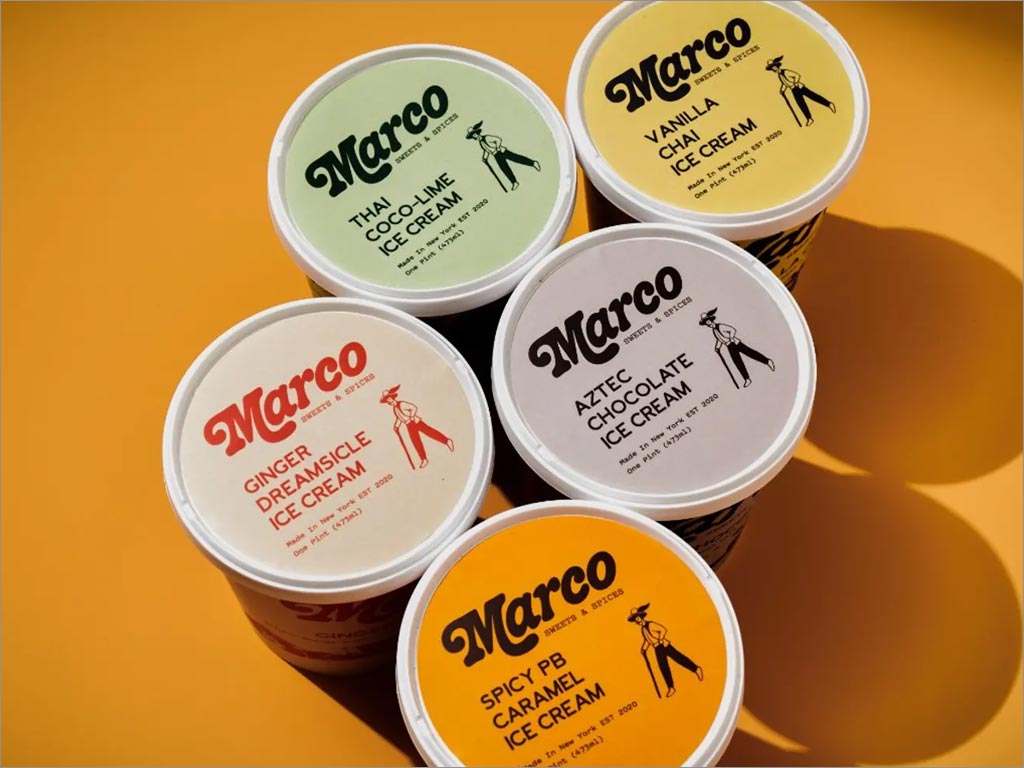 美国Marco Sweets＆Spices冰淇淋盒盖包装设计
