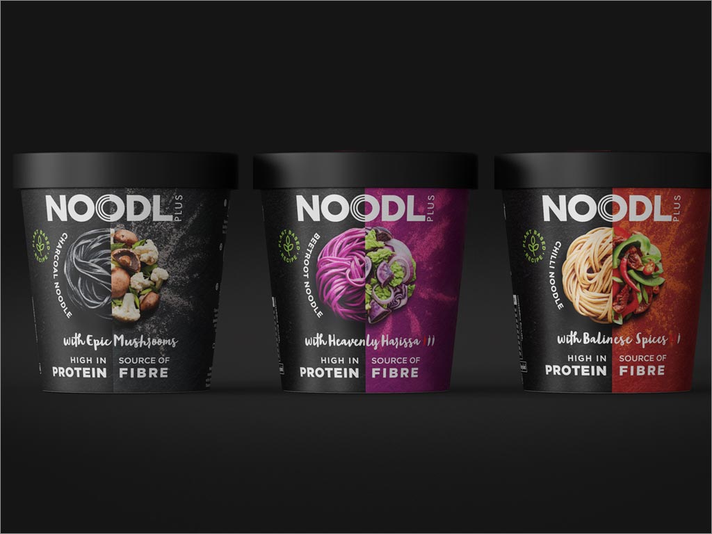 移动互联网社交媒体时代的Noodl Plus方便面包装设计