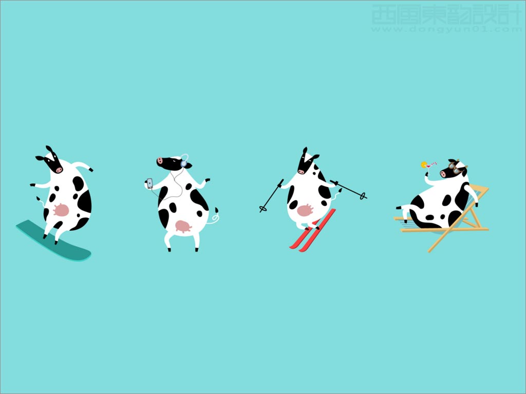 SkyPark天然奶油冰淇淋品牌形象设计之奶牛吉祥物卡通形象设计
