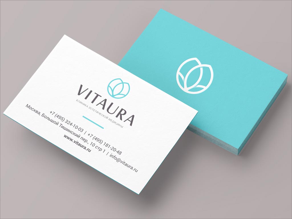 俄罗斯Vitaura整形外科诊所品牌形象vi设计之名片设计