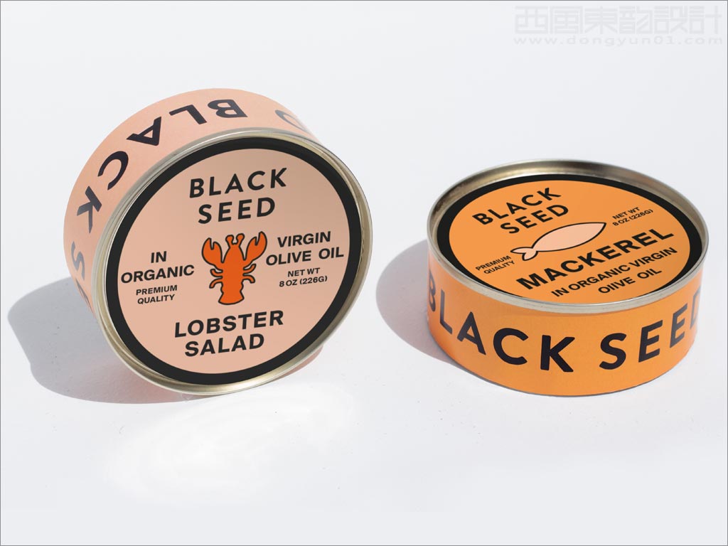 美国Black Seed Bagel圆形鱼罐头包装设计