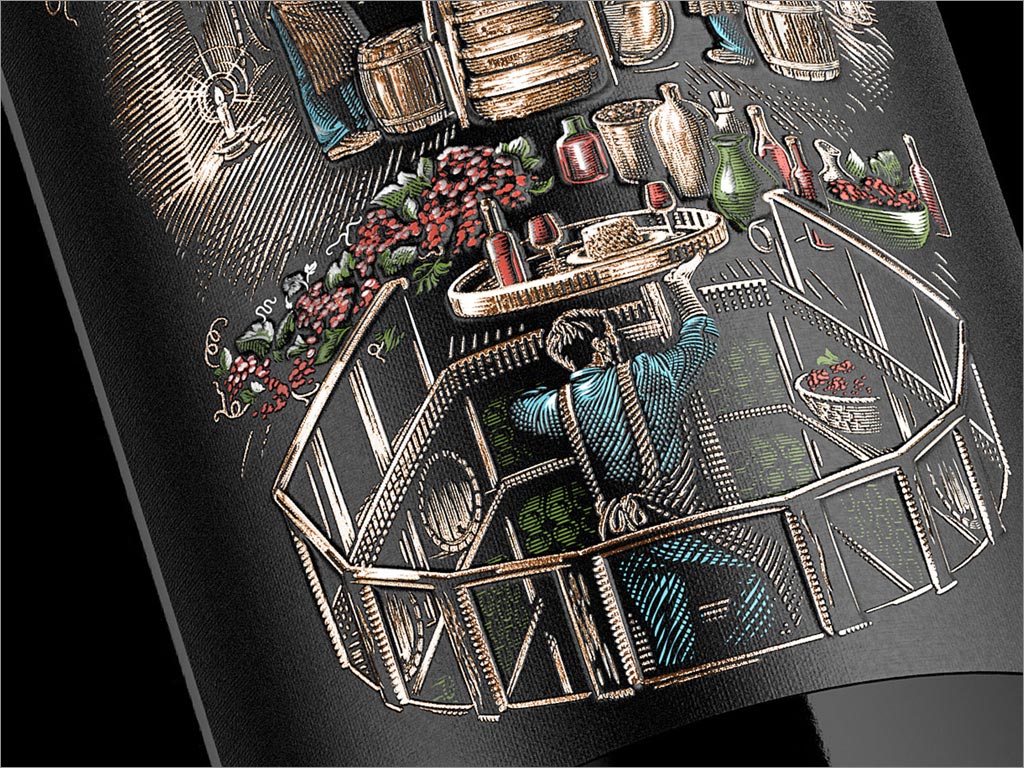 乌克兰弗拉基米尔手工艺葡萄酒包装设计之局部细节特写