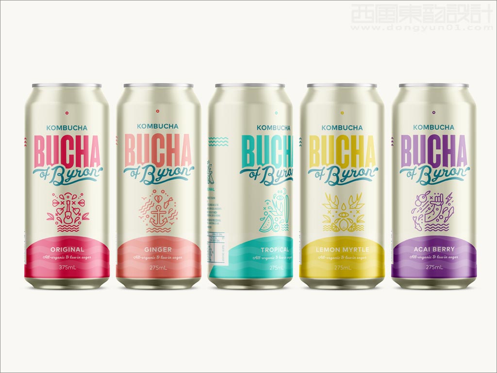 澳大利亚Bucha红茶菌康普茶饮料易拉罐包装设计