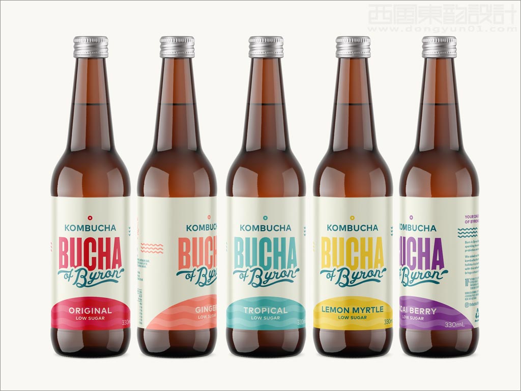 澳大利亚Bucha红茶菌康普茶饮料玻璃瓶标签包装设计