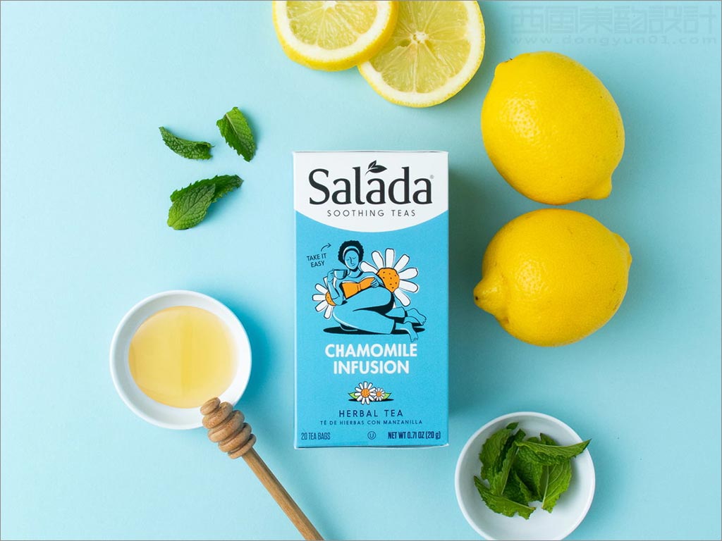 美国Salada甘菊舒缓凉茶包装盒设计