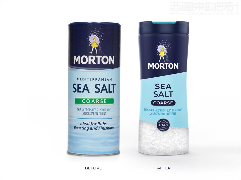 美国Morton食用盐新旧包装设计对比