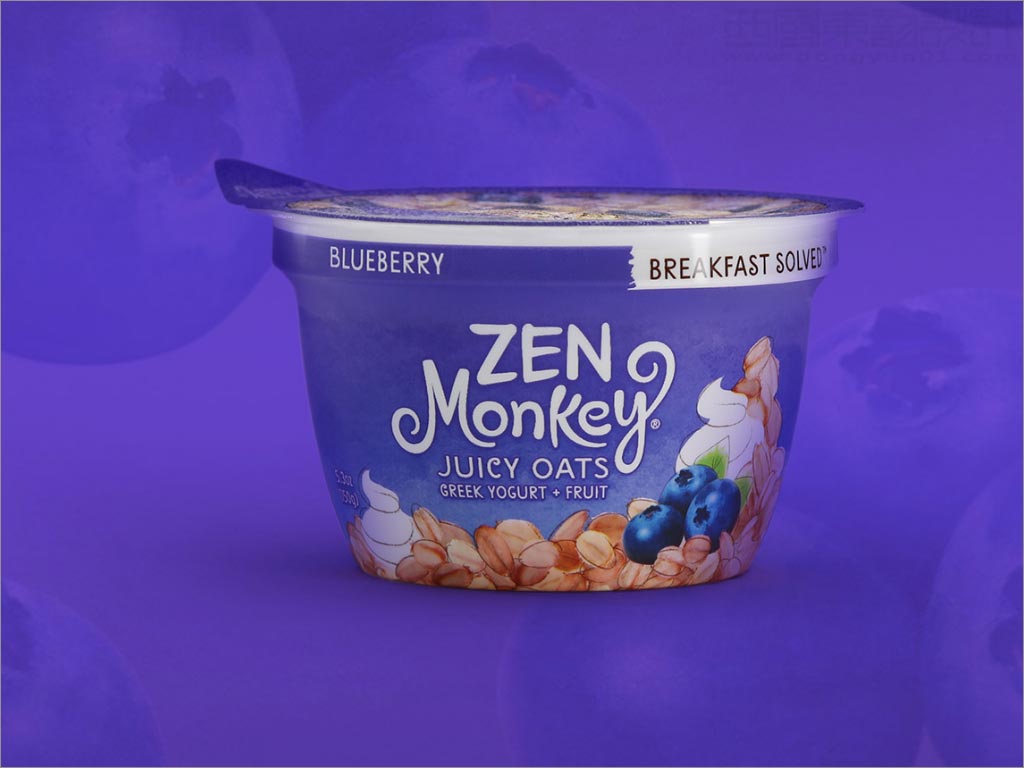 美国zen monkey蓝莓燕麦口味早餐速食粥包装设计
