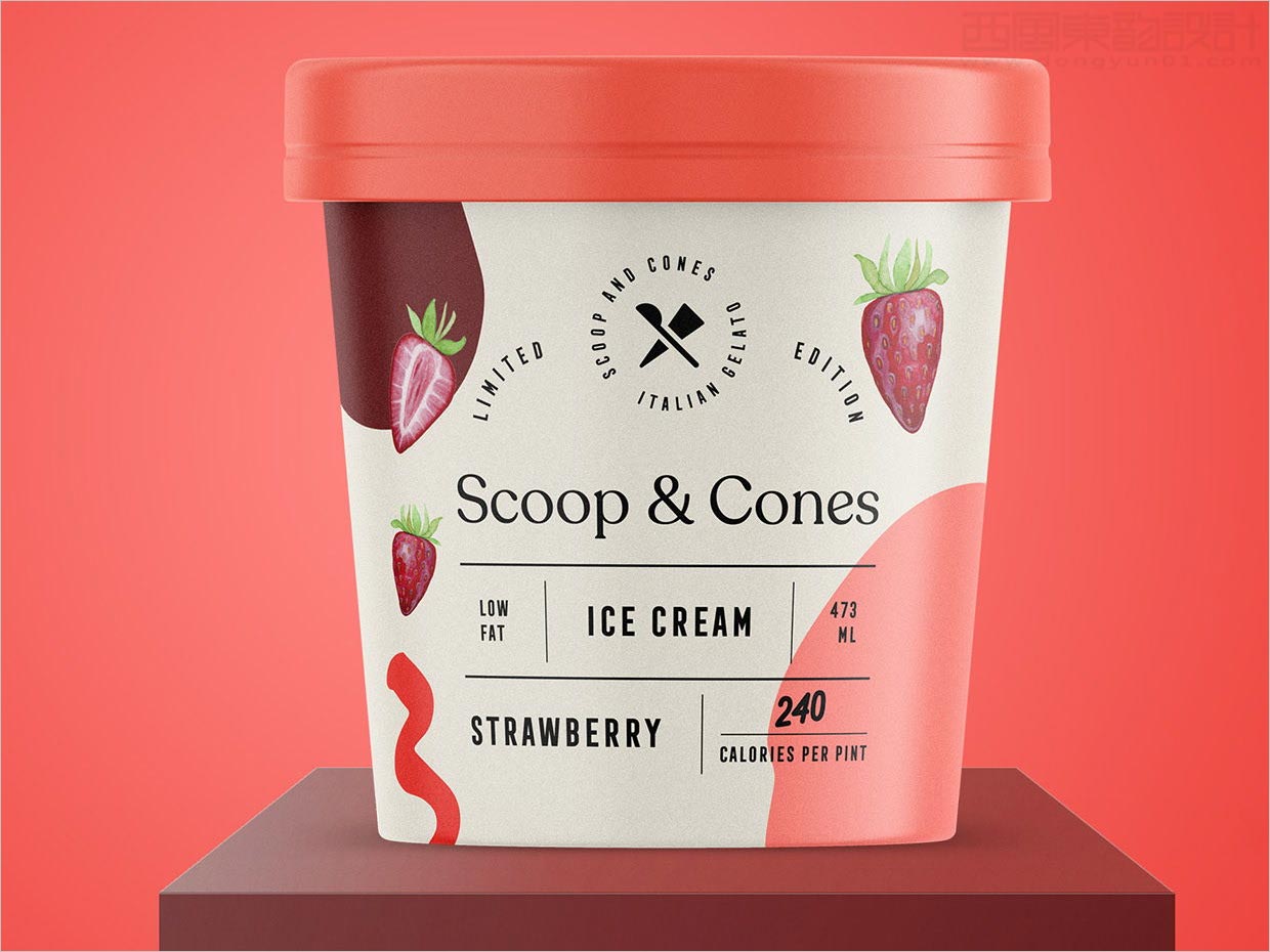 Scoop＆Cones草莓味冰淇淋包装设计