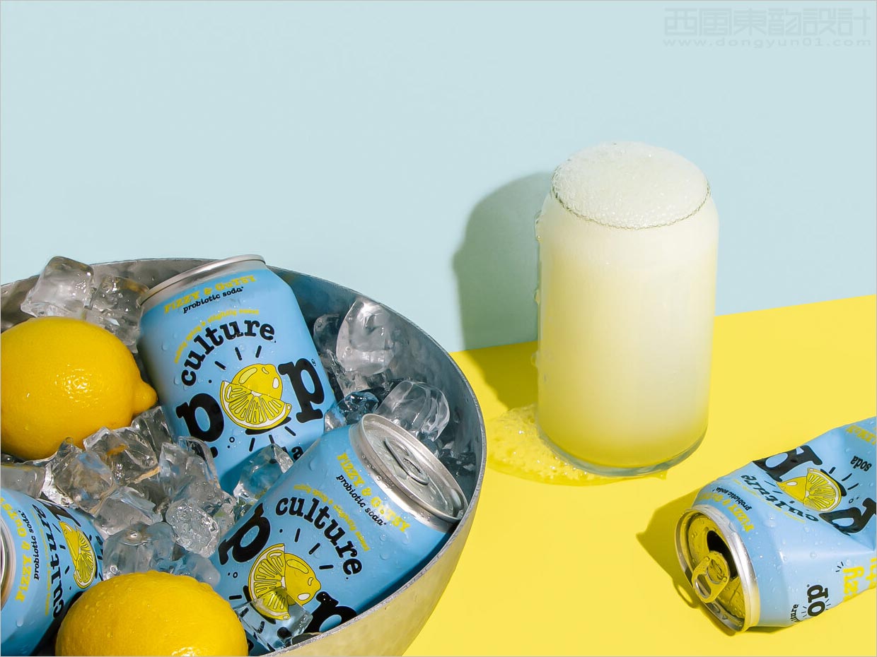 美国Culture POP柠檬口味功能性益生菌苏打水包装设计
