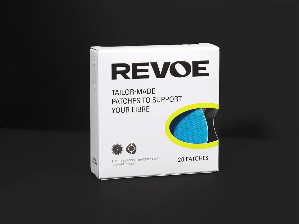 Revoe糖尿病贴片医疗器械包装盒设计之正面展示
