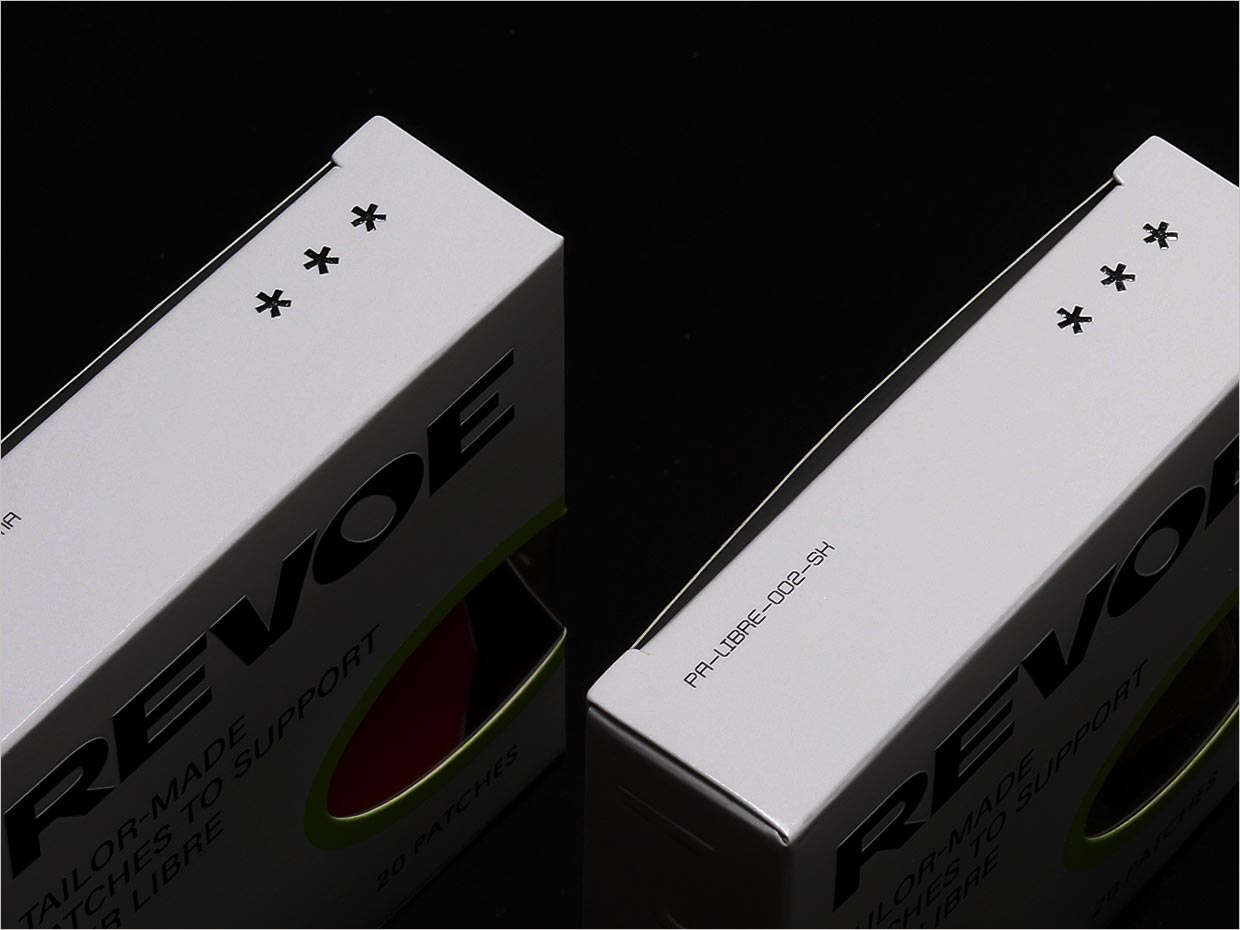 Revoe糖尿病贴片医疗器械包装盒设计之顶面展示