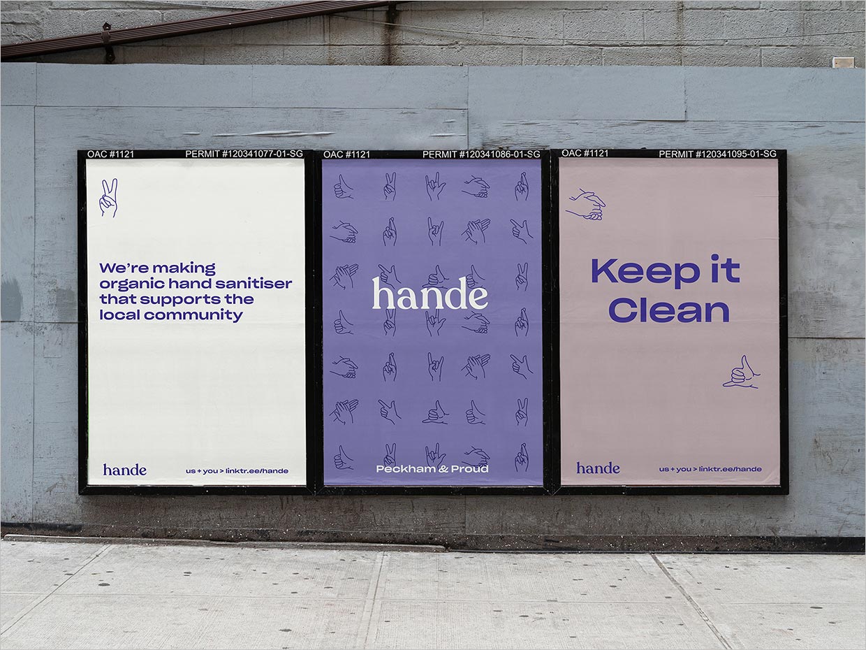 英国Hande消毒剂洗手液日化用品户外广告设计