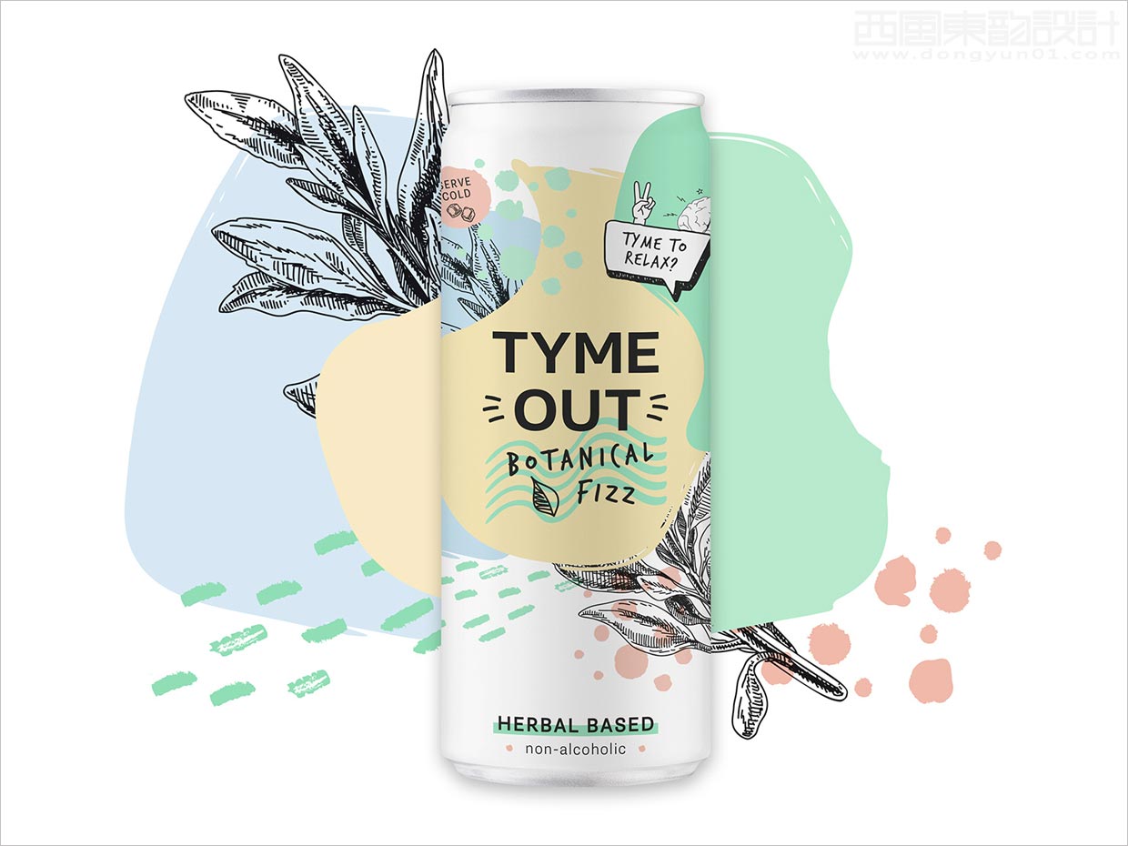 德国Tyme out植物性功能饮料易拉罐包装设计