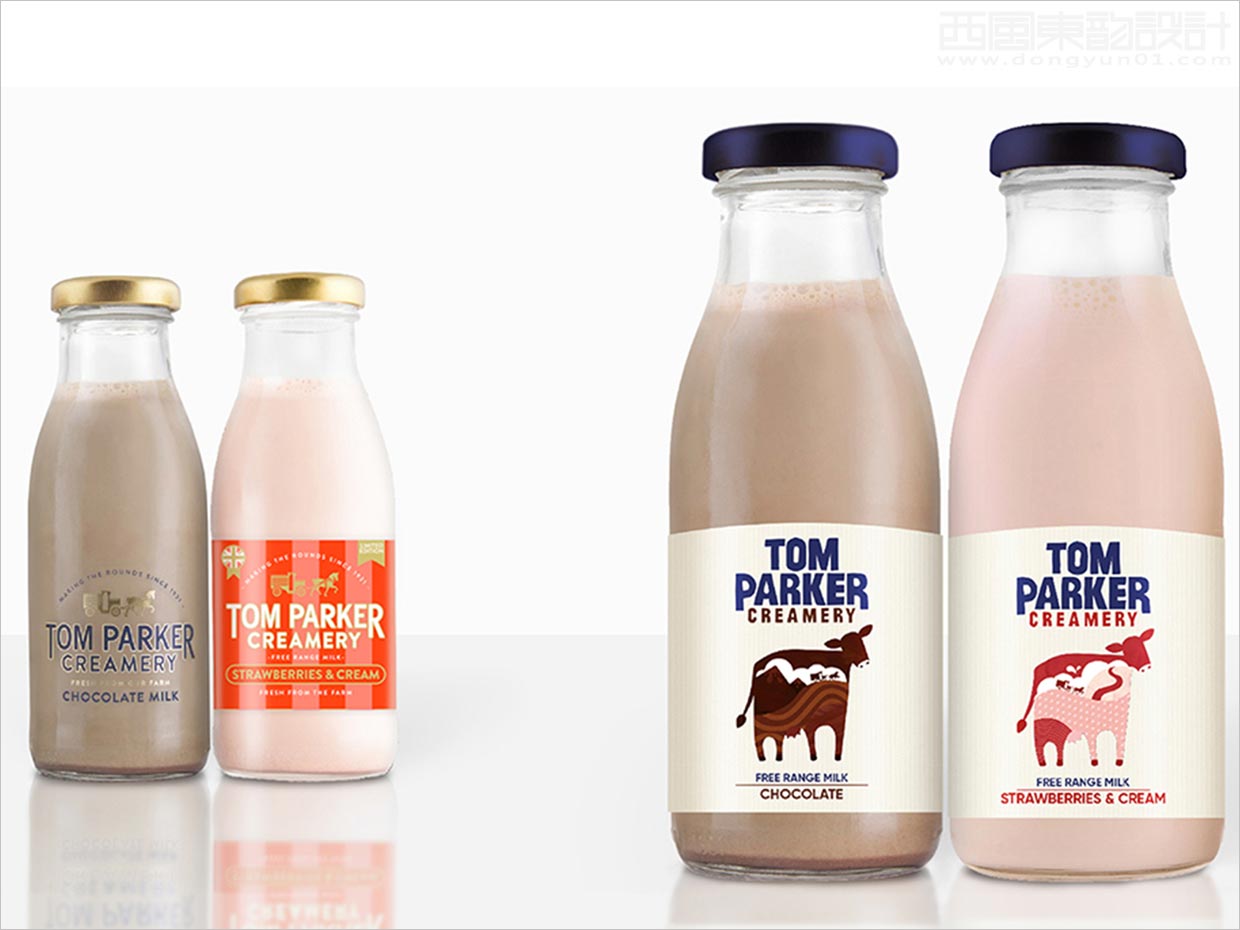 英国Tom Parker Creamery牛奶包装设计之新旧包装设计对比