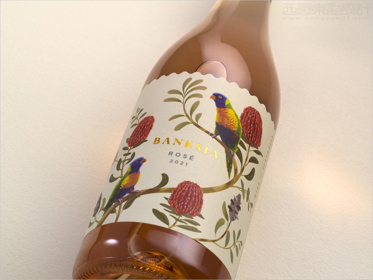 平静而多彩的澳大利亚Banksia葡萄酒包装设计之局部细节展示