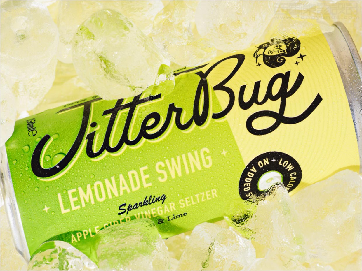 美国Jitterbug气泡苹果醋饮料包装设计之局部细节展示