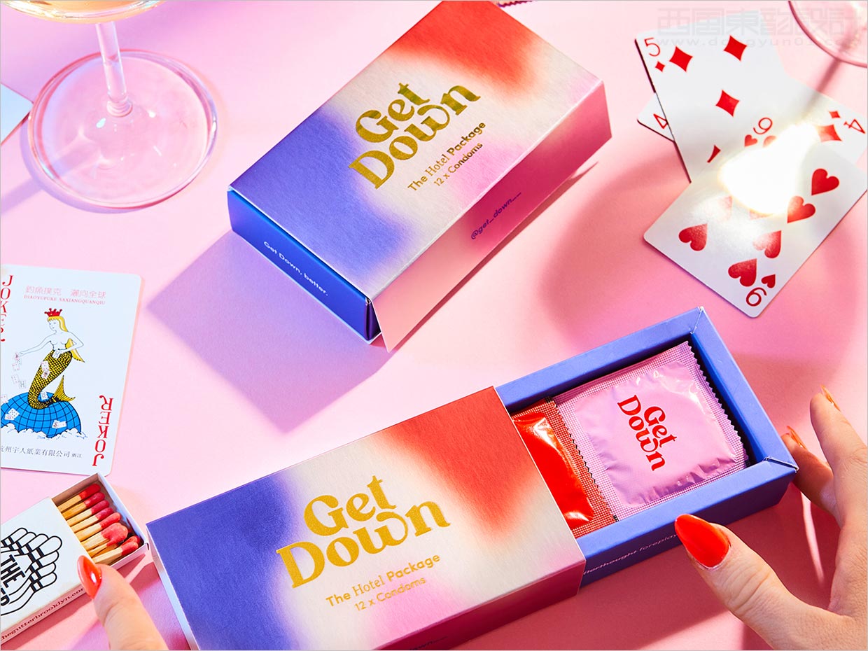 中性体贴的西班牙GetDown安全避孕套包装设计