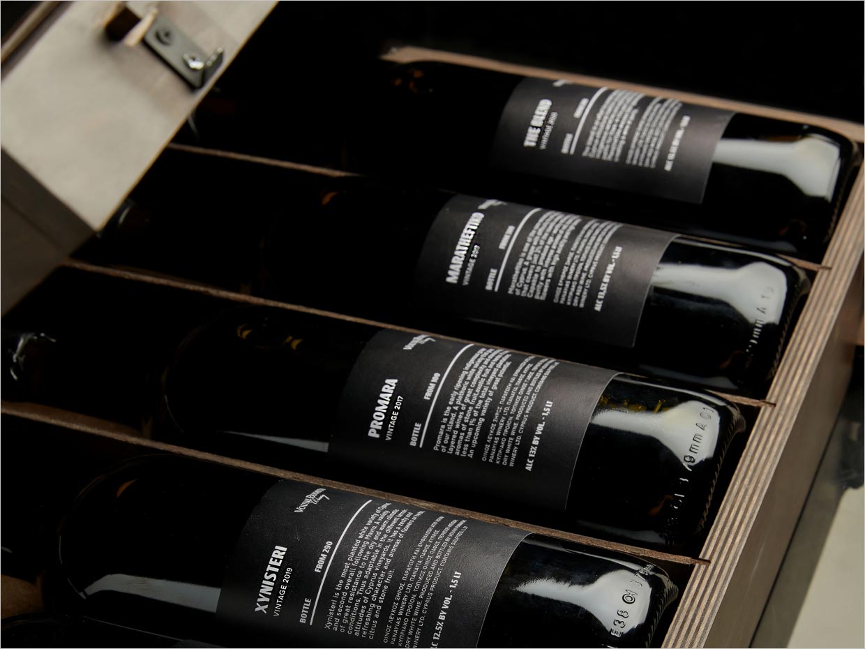 简约优雅的塞浦路斯Vouni Panayia葡萄酒包装设计之背面标签包装设计