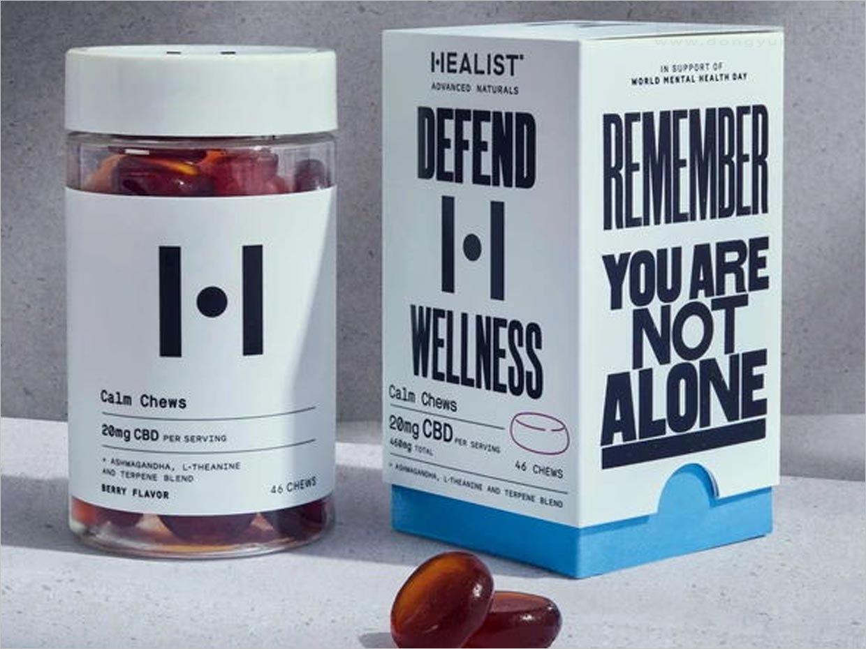 美国Healist营养补充剂软糖保健品瓶贴与外盒包装设计