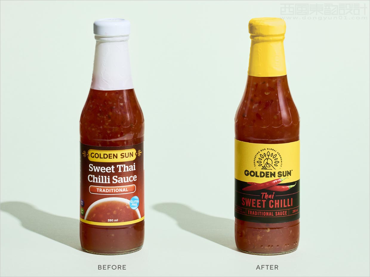 新西兰Golden Sun系列调味食品包装设计之新旧包装设计对比