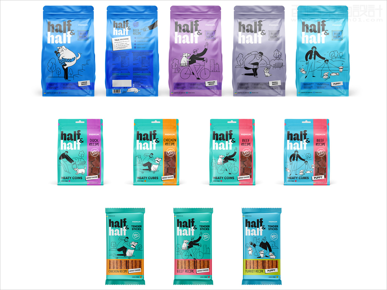 乌克兰Half & Half宠物食品包装袋设计